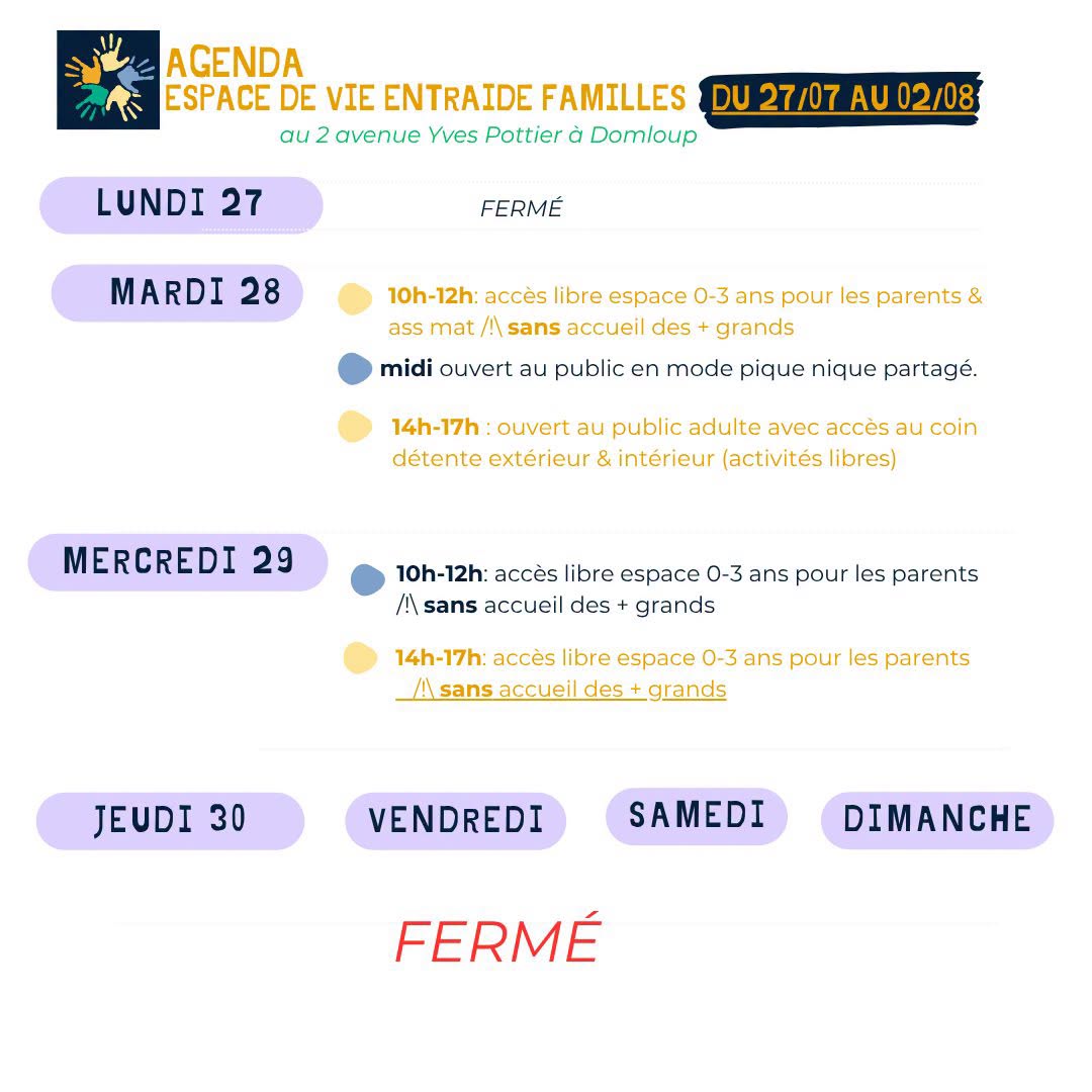 Agenda du 27 au 02 août