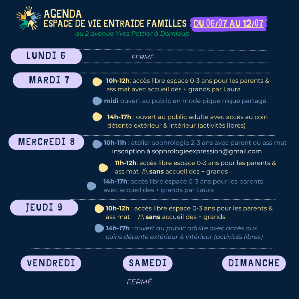 Agenda du 6 au 12 juillet