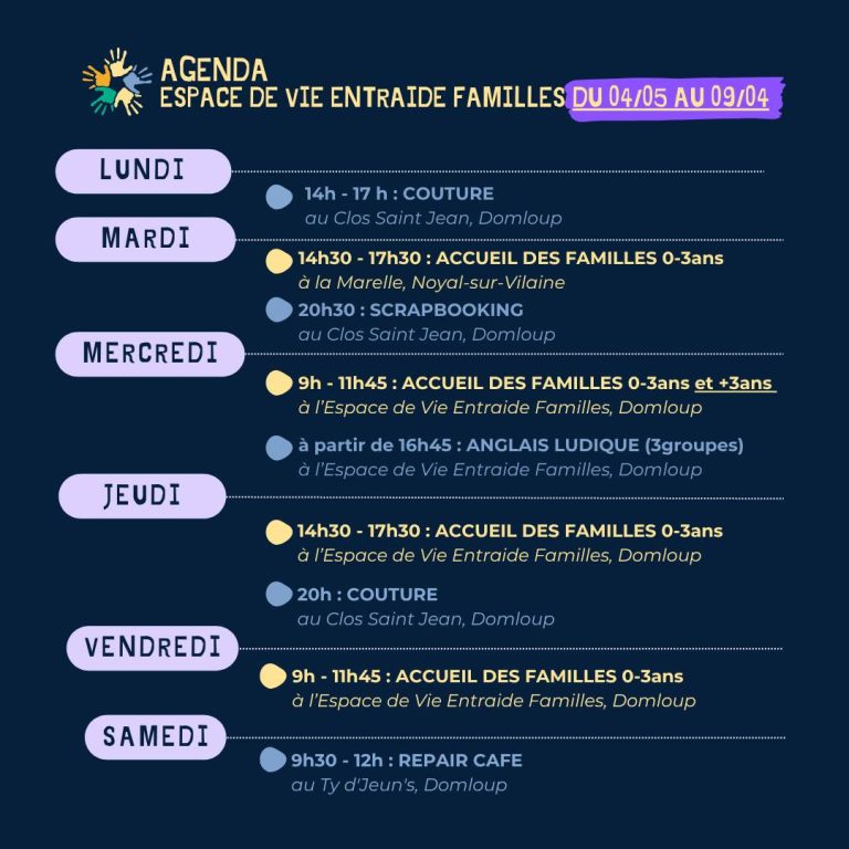 Agenda de la semaine                                                                                                       du 4 au 10 mai