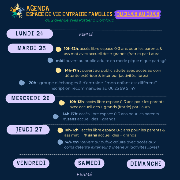 Agenda du 24 au 30 août